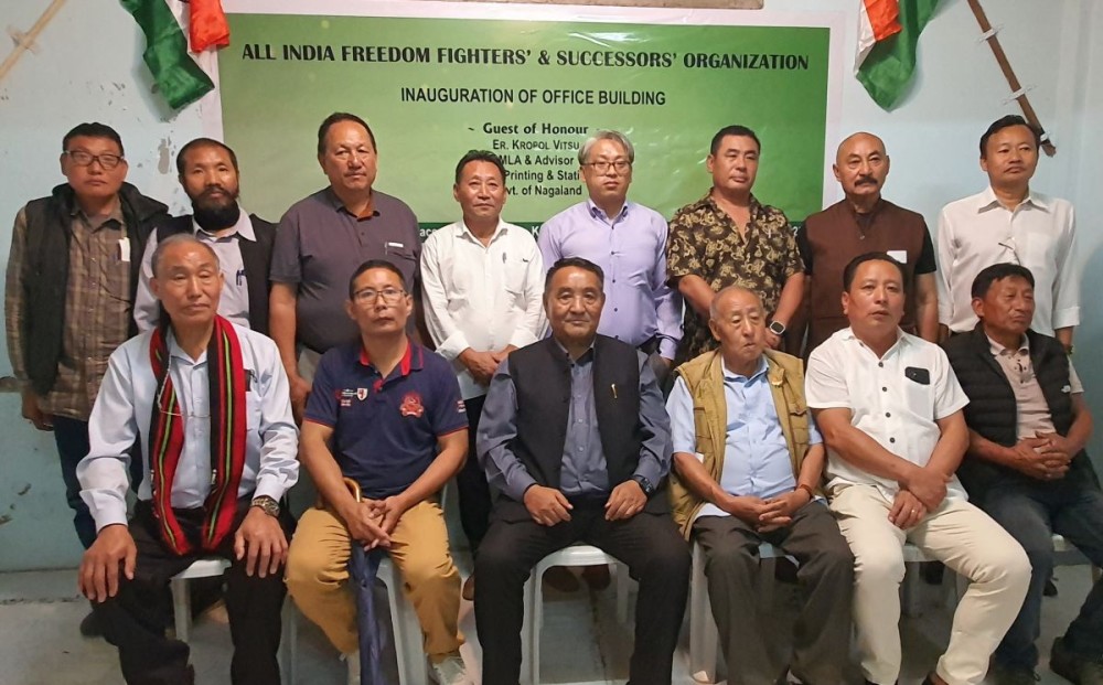 Advisor Er Kropol Vitsu and others during the inauguration of AIFFSO Nagaland office in Kohima on July 30.
